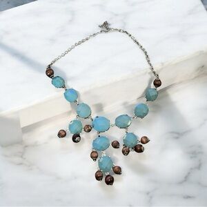 Brown and Turquoise Beaded Necklace with Cascading Design